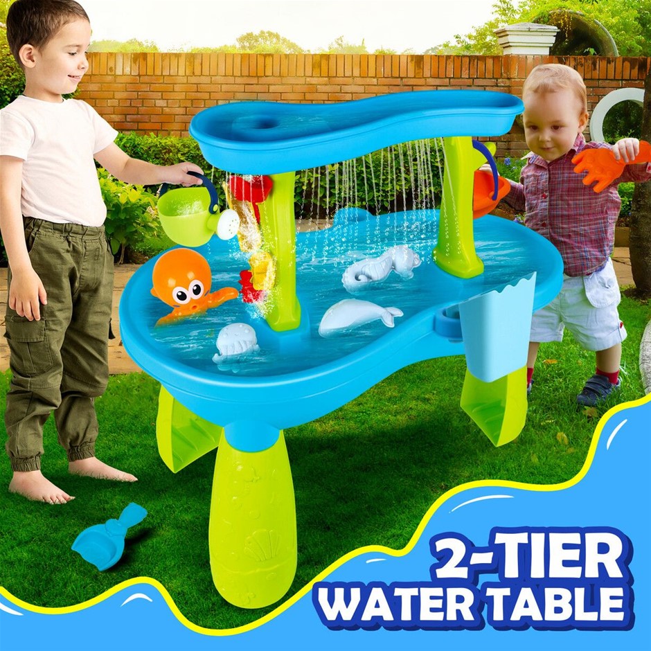 2 Tier Sand Water Play Table Kids Outdoor Backyard Pretend Set