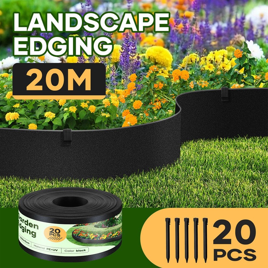 20m x 15cm Flexible Garden Bed Edging Lawn Border UV Resistant