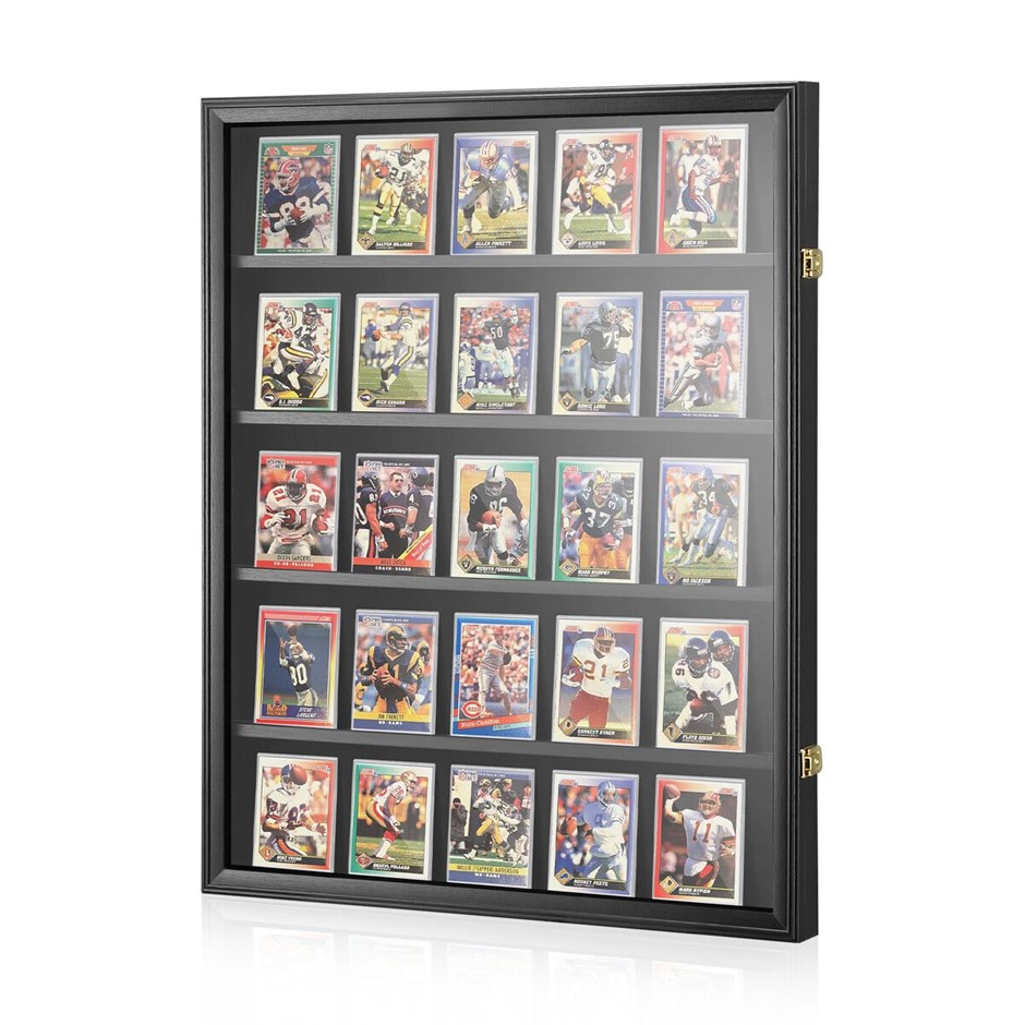 Sports Card Display Cabinet UV Graded Wall Mounted Lockable Vertical