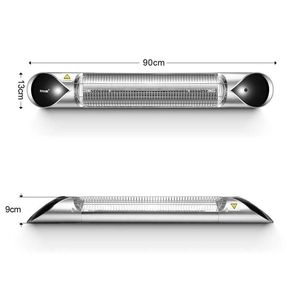 2000W Carbon Fibre Infrared Patio Strip Heater Remote Control Silver