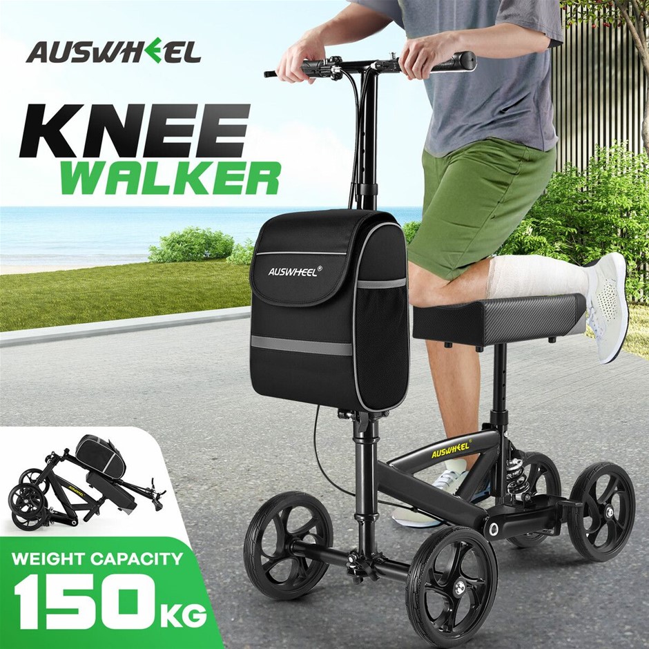 Knee Scooter Walker Steerable Mobility Walking Aid Black