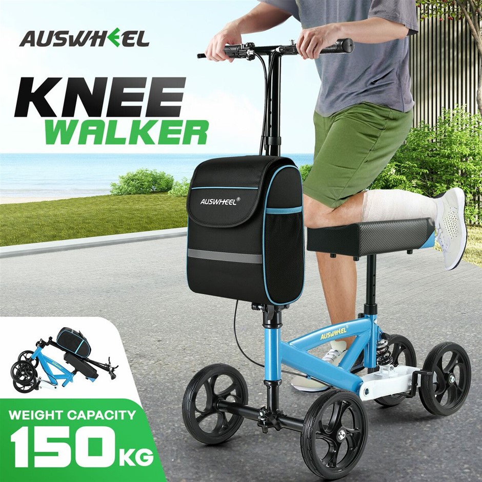 Knee Scooter Walker Steerable Mobility Walking Aid Blue