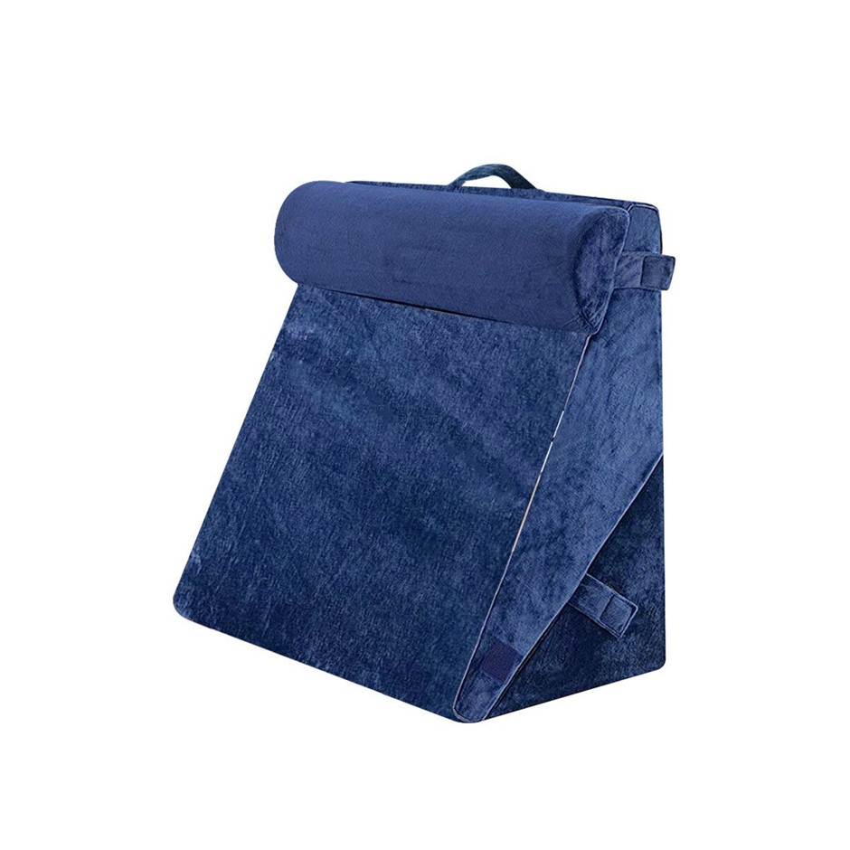 Triangle Memory Foam Wedge Pillow Set Adjustable Bed Back Head Support Navy