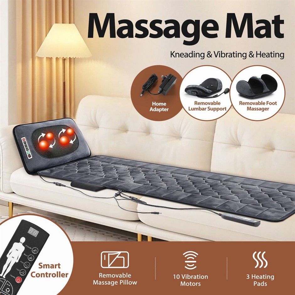 HOMASA Full Body Heated Vibration Massage Mat with 10 Motors Foot Massager