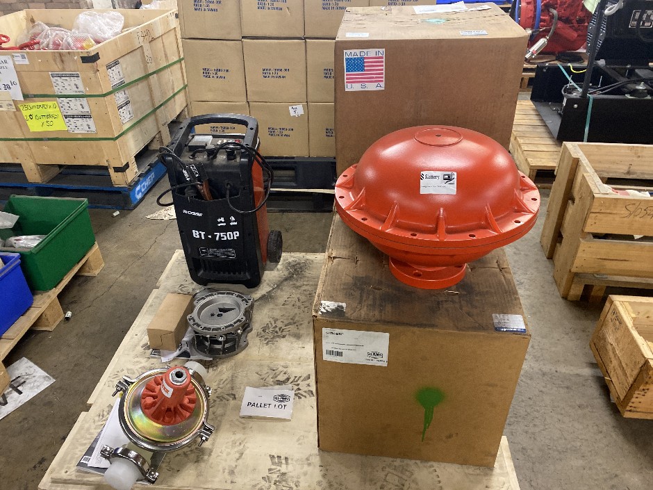 Pallet Lot of Pulsation Dampers and a Battery Charger