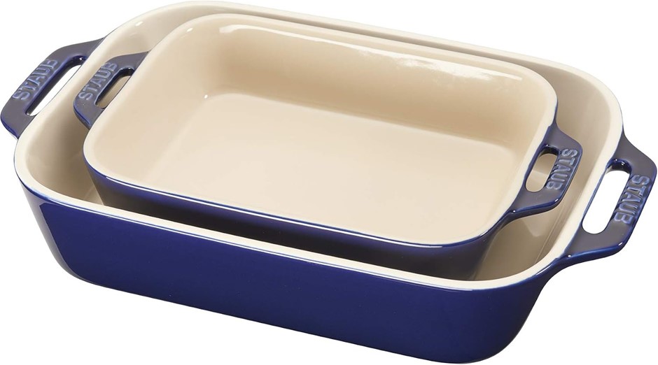 Staub Ceramic 2-pc Rectangular Baking Dish Set - Dark Blue NB: small only,