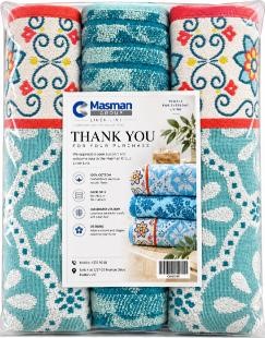 Linen Line 3-Piece 100% Cotton Jacquard Velour Towel Set – Assorted Designs