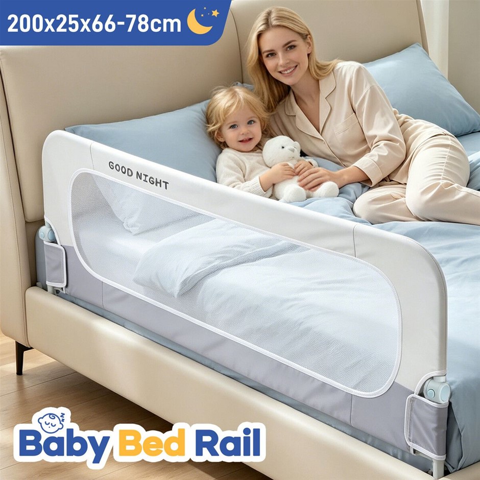 Extra Long Kids Bed Rail Safety Guard Foldable Mesh 200cm Height Adjustable