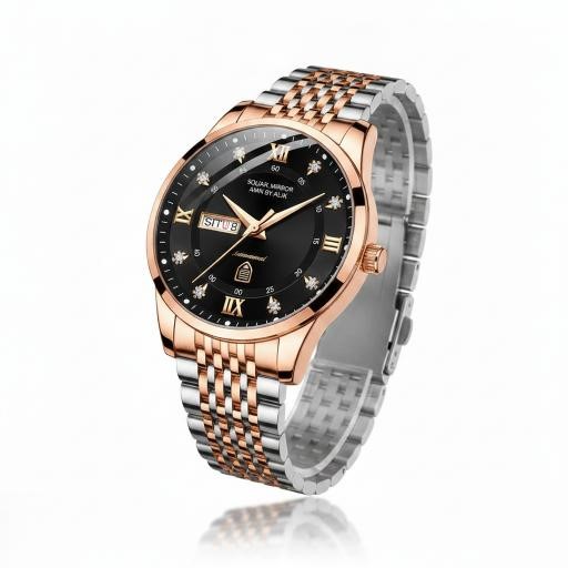 Luxury Rose Gold & Silver Dial Watch with Premium Gift Box