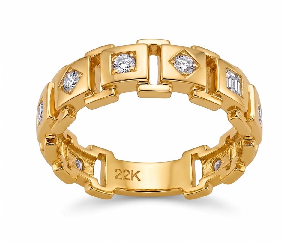 22K/Italy Gold Bonded Ring -(stamped 22K/Italy)-Warranty Quality-8 US