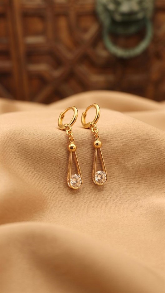 22K/Italy Yellow Gold Bonded Earring(stamped 22K/Italy)Warranty Quality