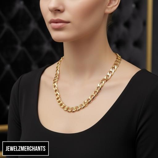 18k Italy Stamped Yellow Gold BondedCuban Chain-Quality Guarantee-55cm
