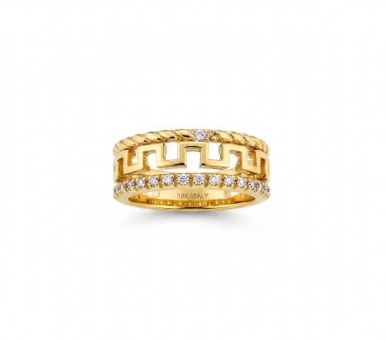 18K/Italy Gold Filled Ring -(stamped 18K/Italy)-Warranty Quality-Bonus Gift