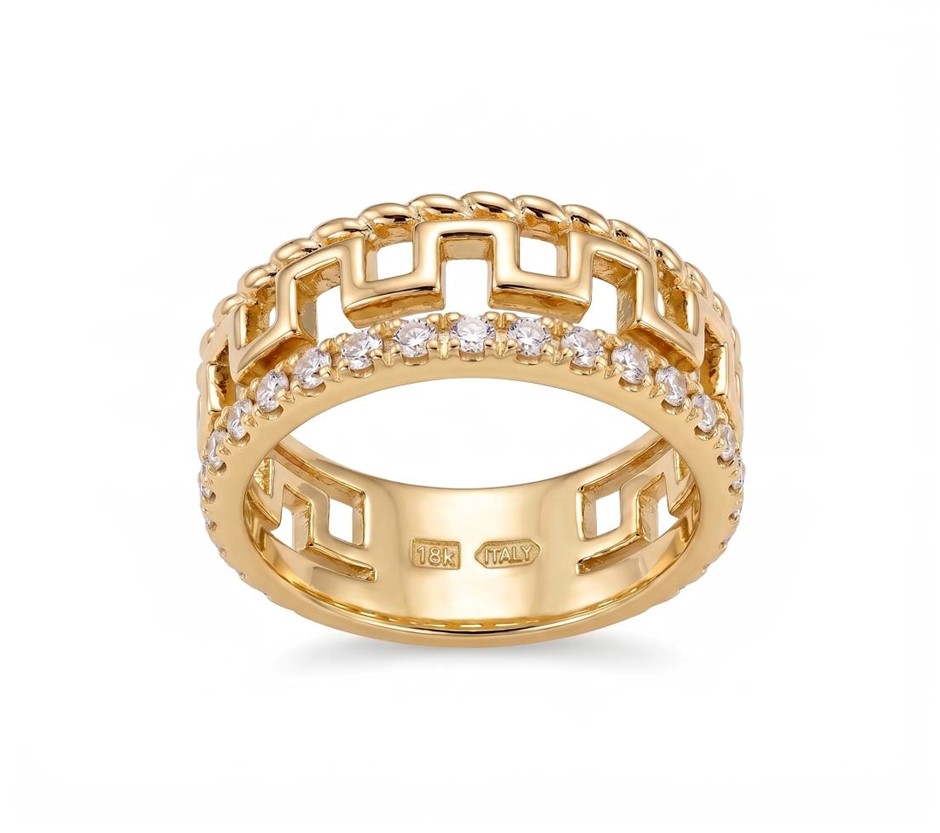 18K/ITALY Yellow Gold BondedRing -Quality Guarantee-6 US-Bonus Gift