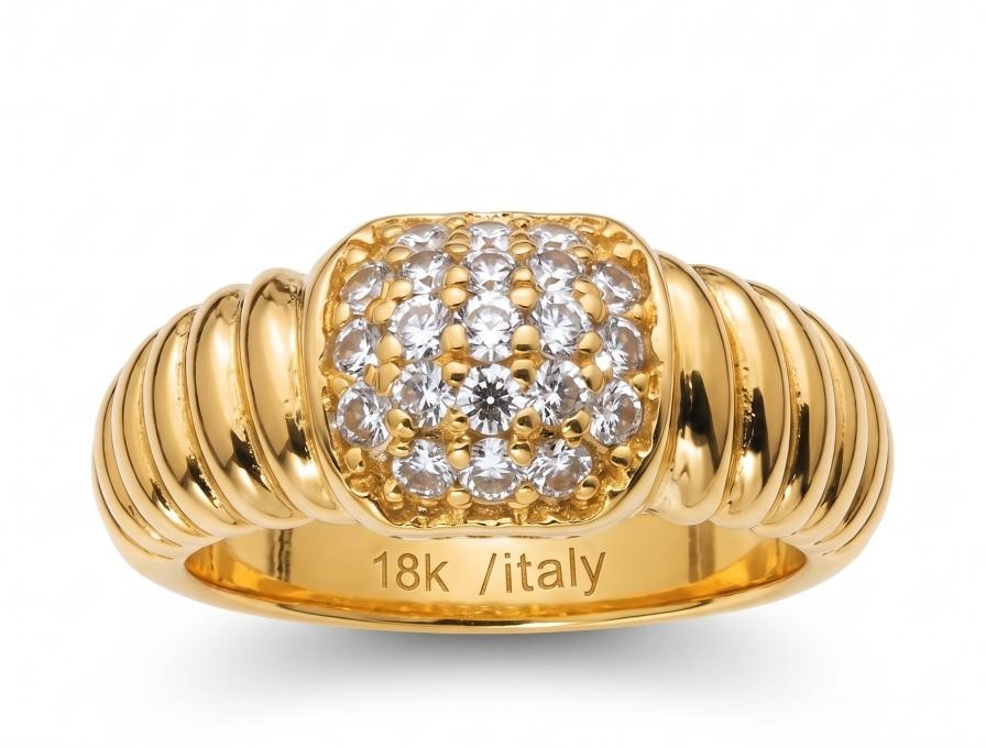 18K/ITALY Yellow Gold BondedRing -Quality Guarantee-9 US-Bonus Gift