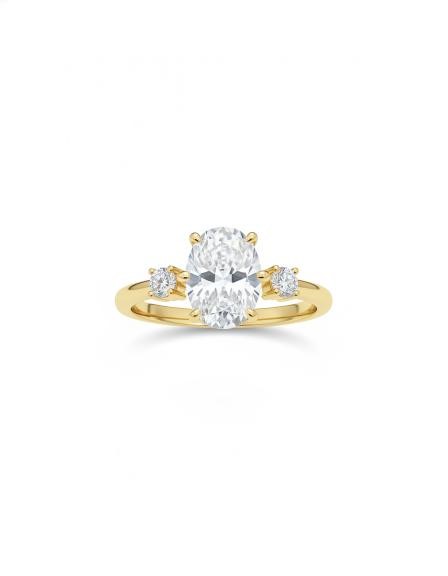 14K/Italy 3.0ct Oval Cut Yellow Gold Bonded Ring(stamped) 6US