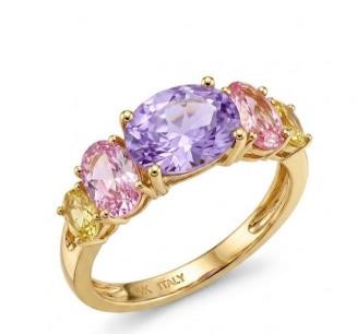 18K/Italy 3.0ctw Oval Cut Yellow Gold Bonded Ring(stamped) 9US