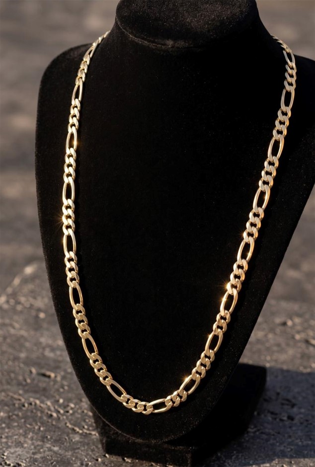 14K/Italy Stamped Yellow Gold Bonded Figaro Chain -50cm-Bonus Gift