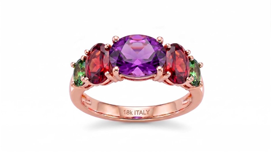 18K/Italy 3.5ctw Oval Cut Yellow Gold Bonded Ring(stamped) 7US