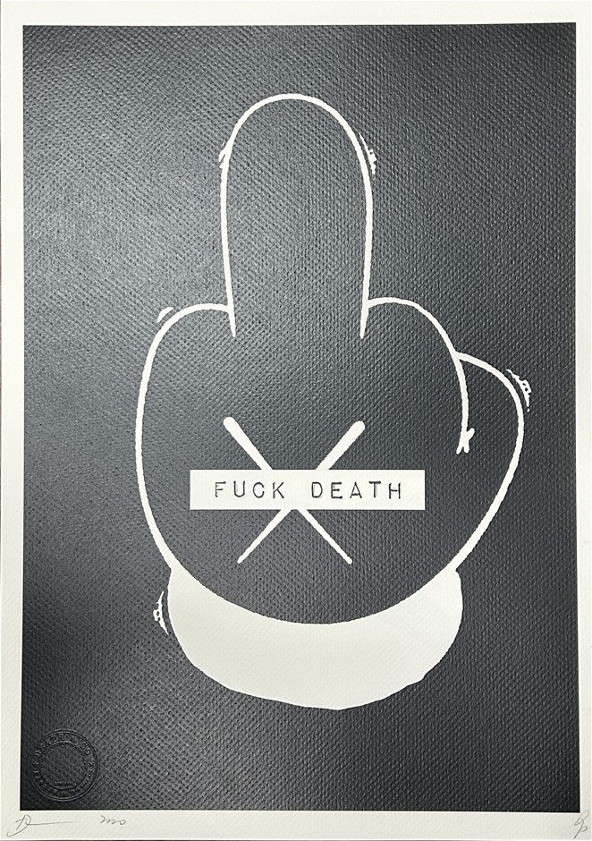 Death NYC Signed Street Art "Mickey Mouse Finger Fu Style" Limited Edition