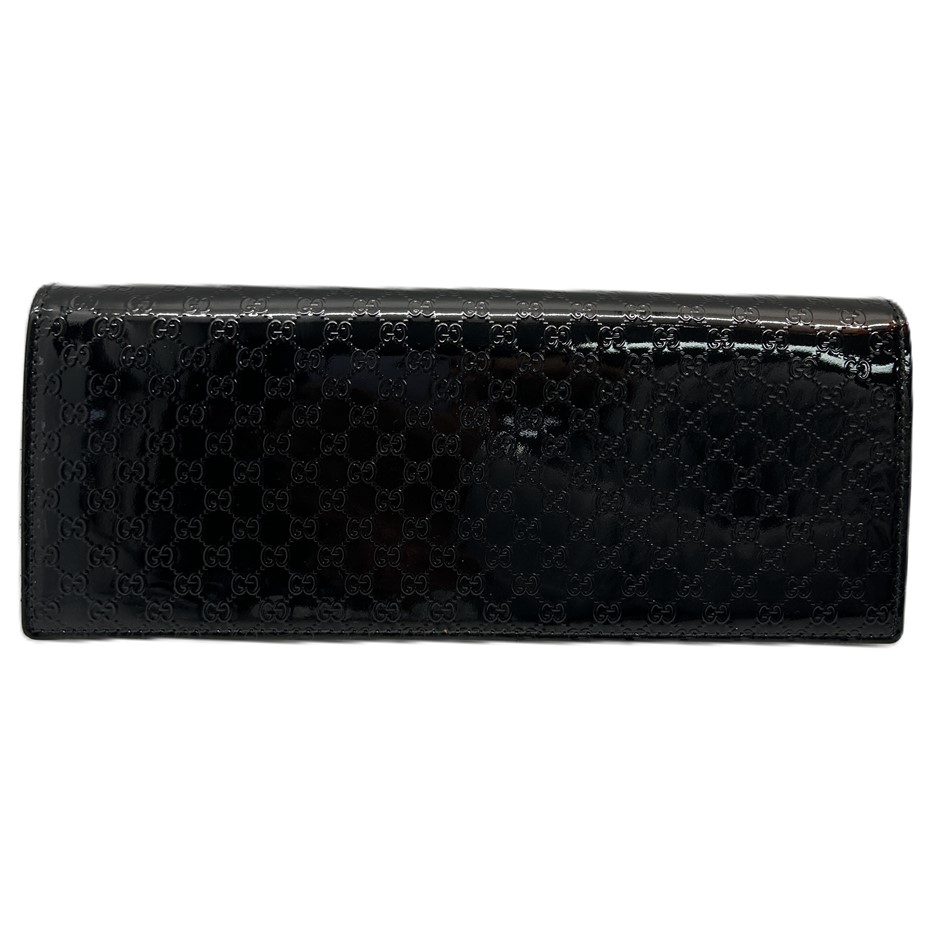 Gucci Black Microguccissima Patent Leather Long Clutch Wallet