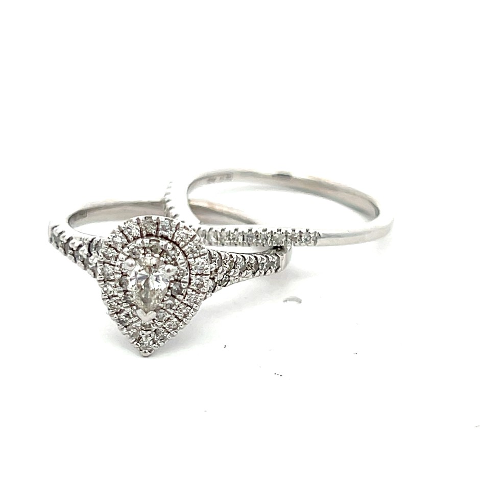 10ct White Gold Diamond Bridal Ring Set