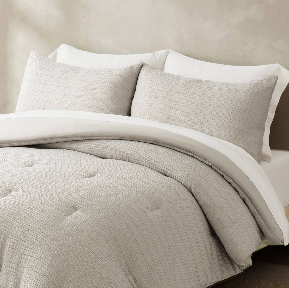 EVERGRACE 3-Piece King Size Waffle Comforter Set, White. N.B: Not in origin