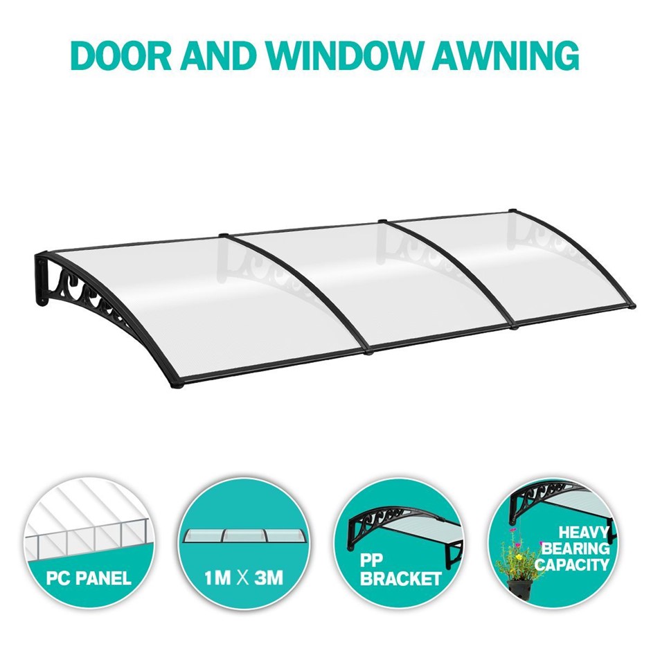 3M DIY Window Door Awning Canopy UV Rain & Sun Shade
