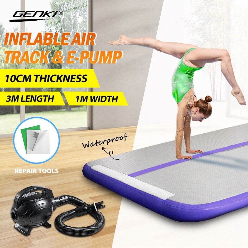 Inflatable Air Track Mat Gymnastics Tumbling with Electric Pump 3x1x0.1m