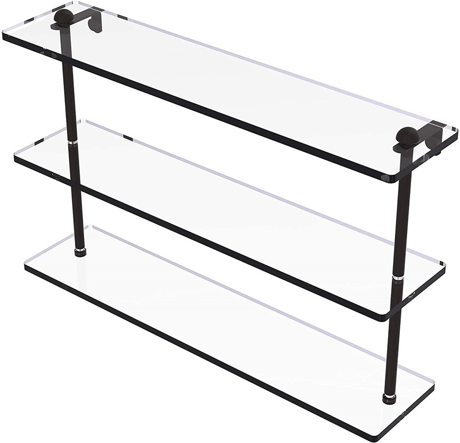 ALLIED BRASS 22 Inch Triple Tiered Glass Shelf.