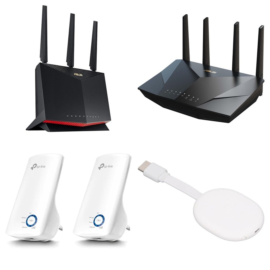 4 x Networking Devices. RRP -$750. 1 x ASUS RT-AX86U Pro AX5700 WiFi 6 Gami