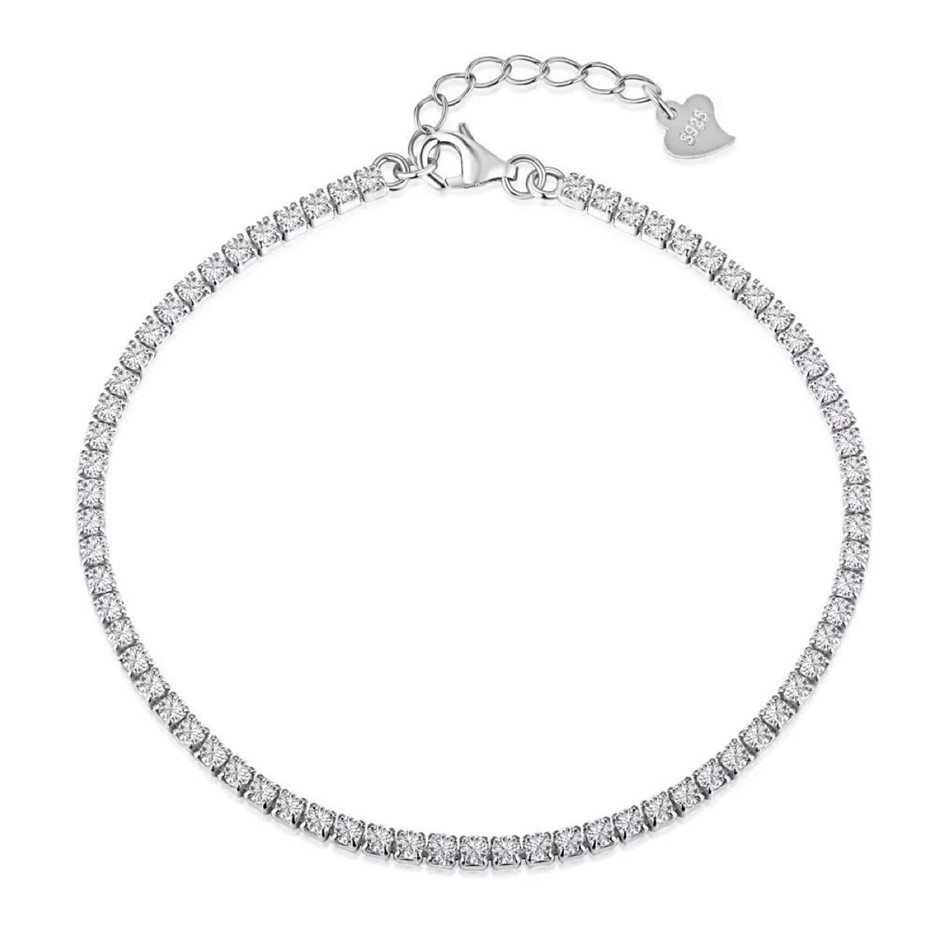 2mm 5A Cubic Zirconia 925 Sterling Silver Tennis Bracelet-16cm
