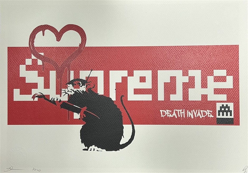 Death NYC Signed Street Art "Supreme/Space Invaders/Banksy Style" Limited
