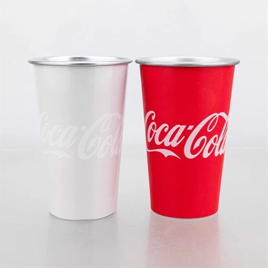2 x 470ml Coca Cola Colour Changing Cup Temperature Sensitive Aluminium Dri