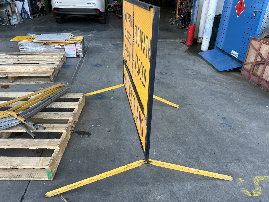 Footpath Closed / Pedestrians Sign Boards Stack & SpillSmart Silt Warden