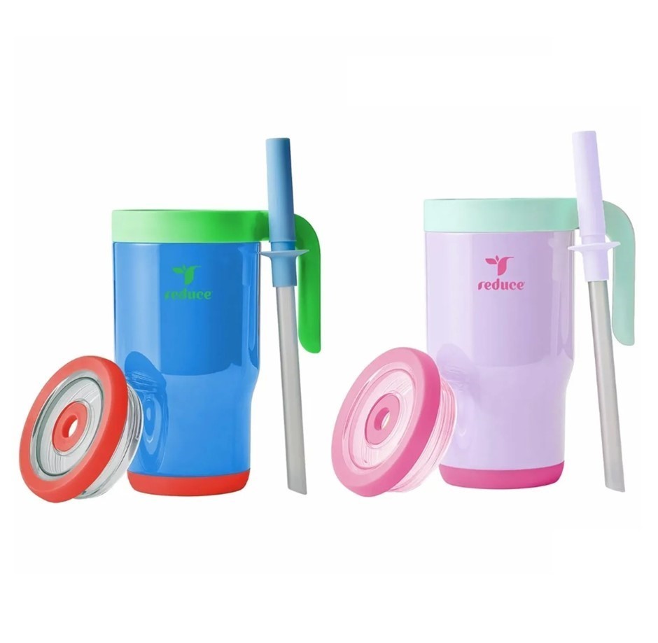 REDUCE Kids Chiller Go Insulated Cups, 414ml, Blue & Purple.