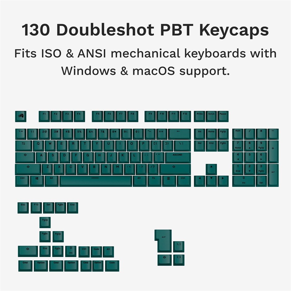 GLORIOUS GAMING Gaming - GPBT Basics Keycaps (Tactical Green) - 8 Colors, N