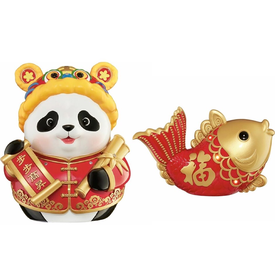 2 Pack x Lunar New Year Resin Nightlights Panda And Fish.