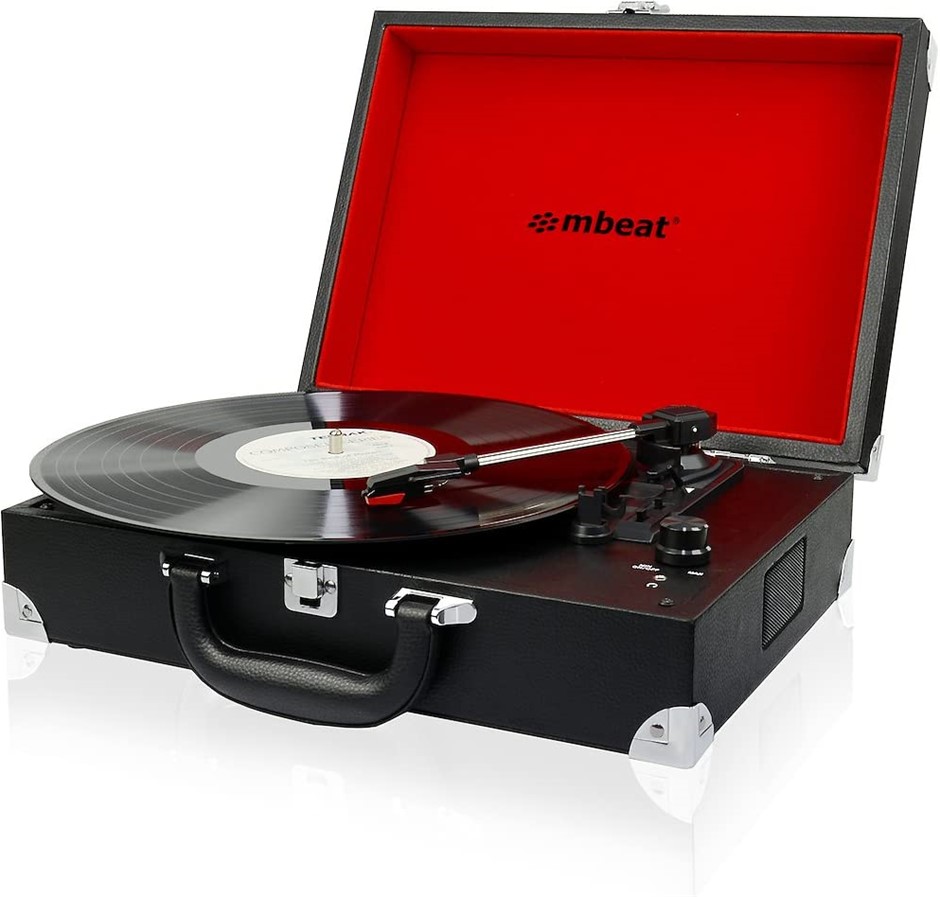 MBEAT Retro Briefcase-Style USB Turntable Record Player Vinyl to MP3 Built-
