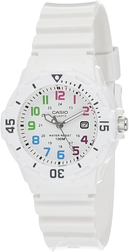 CASIO Womens White Analog Watch with White Band, Model No.: LRW200H-7B. NB:
