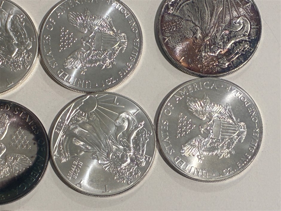 21 x American Eagle 0.999 Fine Silver Coins - 1oz each
