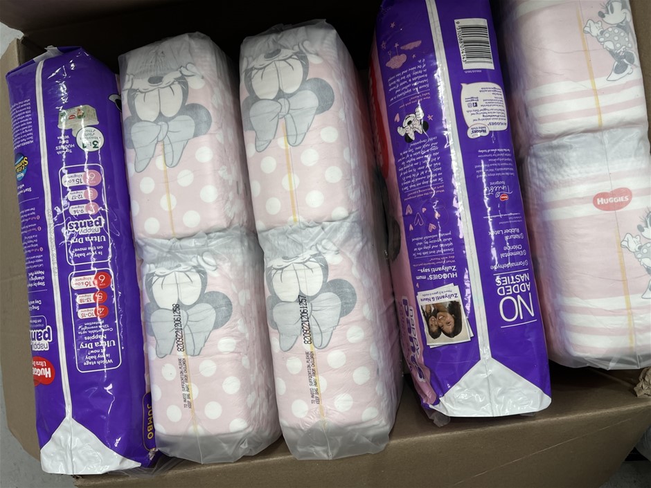 5 x Assorted Huggies nappies, Size 6. NB: Photo as is. Some Not in Original