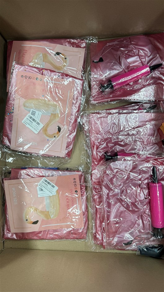 Box of Inflatable Flamingo Pool Floats