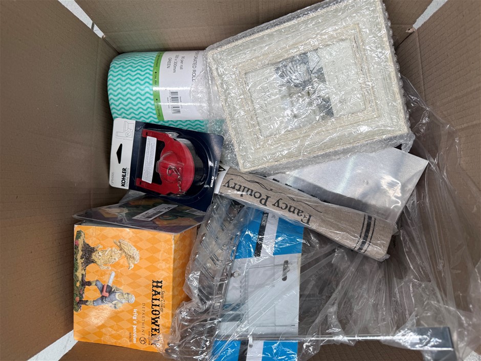 Assorted Box of Household/Houseware Items incl: Picture Frames, Mats, Decor