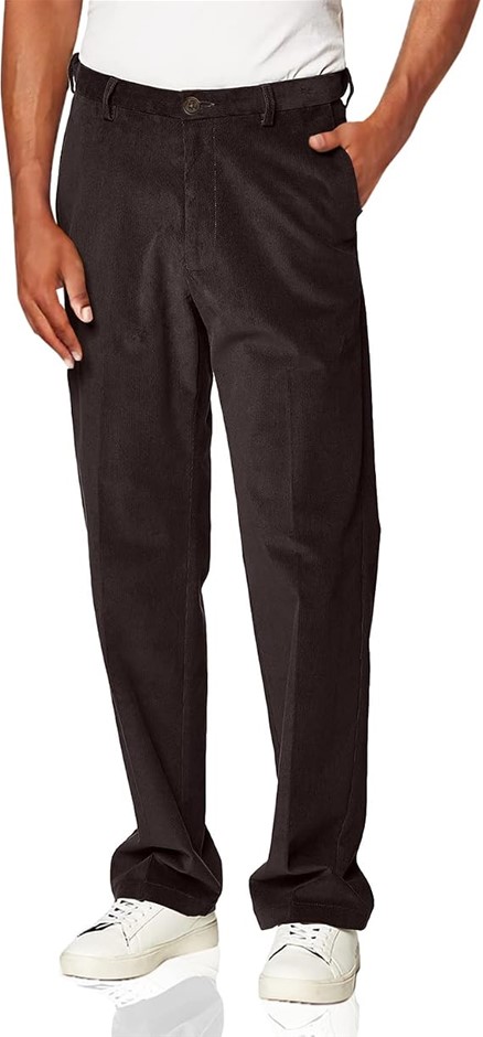 HAGGAR Men's Premium Stretch Cord Classic Pant, Size 42W x 32L, Espresso, H