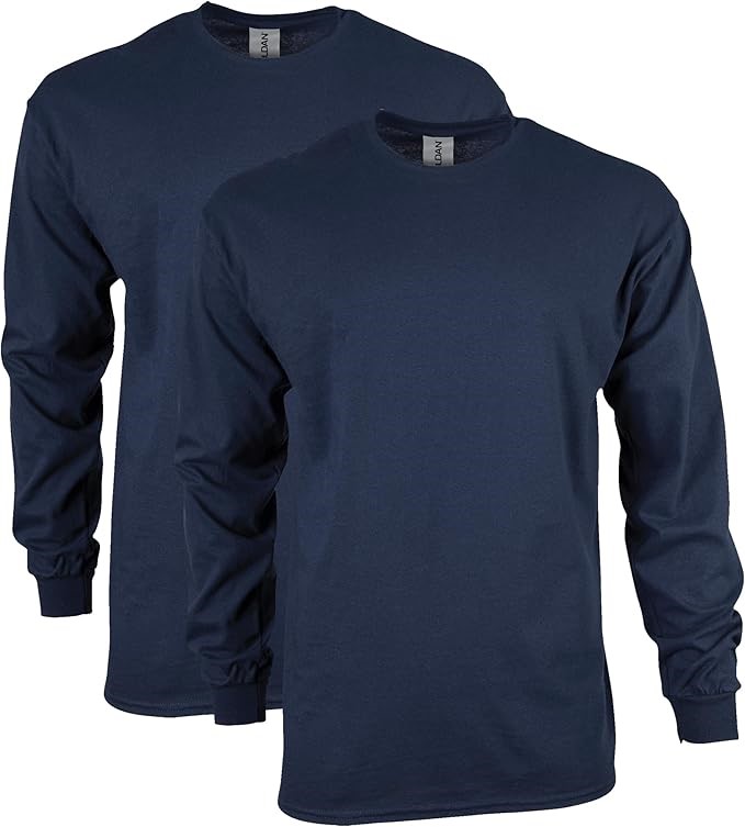 2pk x GILDAN Men's Ultra Cotton LS T-Shirt, Size 2XL, Navy, G2400. Buyers