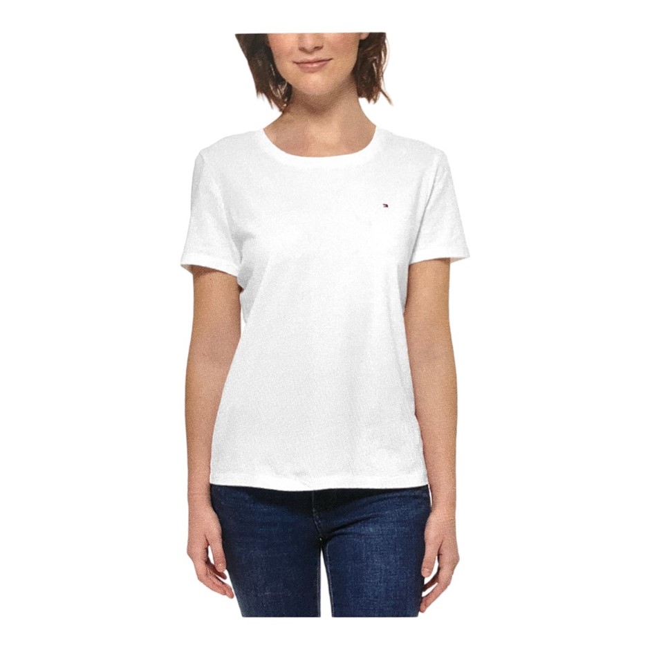 2 x TOMMY HILFIGER Women's Tee, Size XL, 60% Cotton, 174 Bright White (8IW)