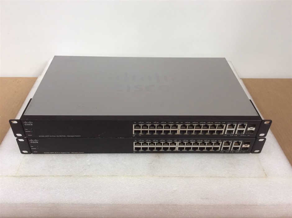 Cisco SF300-24PP 24-Port PoE+ Managed Switch (Lot of 2)