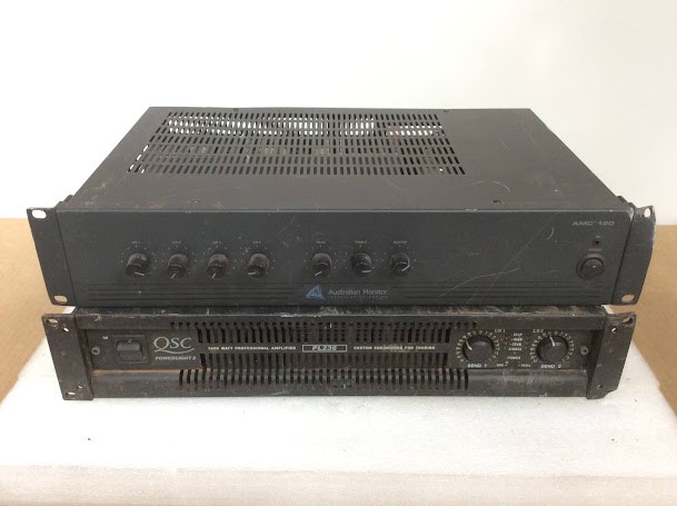 Australian Monitor AMC+120 Mixer Amplifier&QSC PL236 PowerLight 2 Amplifier