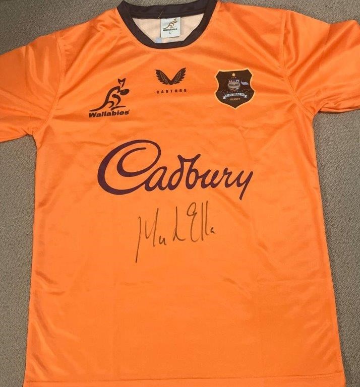 MARK ELLA SIGNED WALLABIES JERSEY